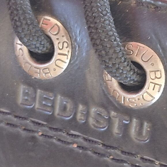 BED STU Mens Size 9 Black Chunky Heel Leather Oxford Gothic Emo Punk Shoes - Picture 8 of 16